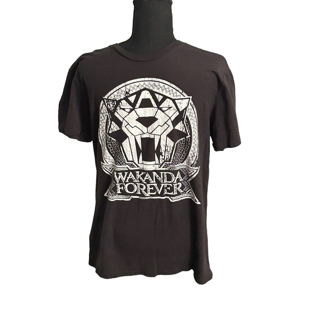 Black Panther Men T-Shirt Medium Black‎ Wakanda Forever Logo Adult Tee